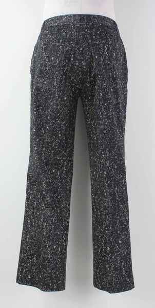 Dana Buchman Sz 10 x 29 Navy Tan Print Cotton Blend 5 Pocket Pant