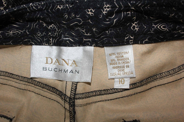 Dana Buchman Sz 10 x 29 Navy Tan Print Cotton Blend 5 Pocket Pant