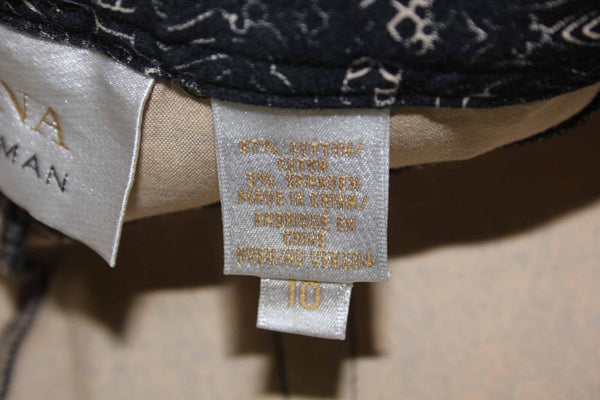 Dana Buchman Sz 10 x 29 Navy Tan Print Cotton Blend 5 Pocket Pant