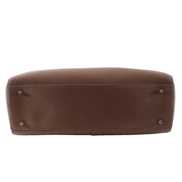 DKNY Purse 14 x 8 x 5 Brown Gold Tone Inner Pockets Double Handle Leather Purse