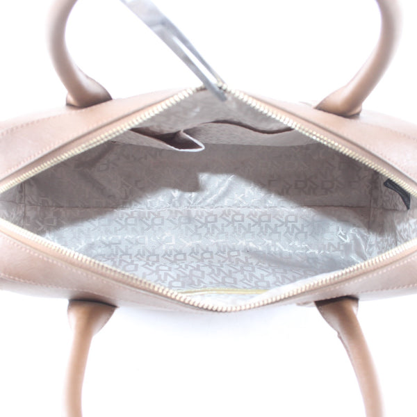 DKNY Purse 14 x 8 x 5 Brown Gold Tone Inner Pockets Double Handle Leather Purse