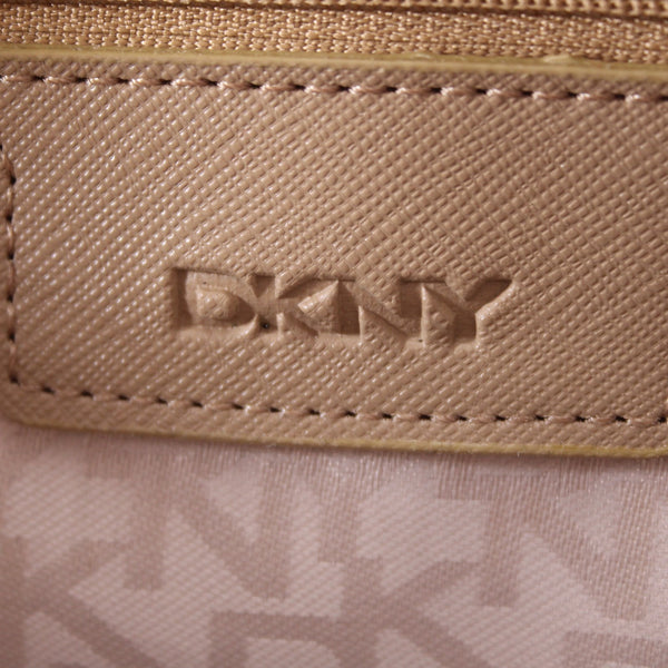 DKNY Purse 14 x 8 x 5 Brown Gold Tone Inner Pockets Double Handle Leather Purse