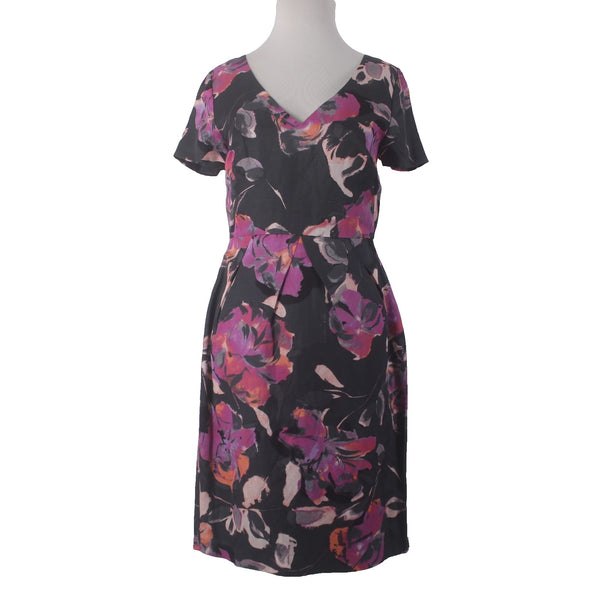 Banana Republic Dress NEW $140 Sz 8 Gray Pink Multi Colored Rayon Linen Dress