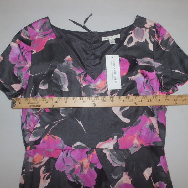 Banana Republic Dress NEW $140 Sz 8 Gray Pink Multi Colored Rayon Linen Dress