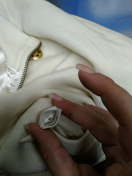 St John Sportswear VTG Sz L Cream Gold Lined Collar Cotton Viscose Rayon Jacket