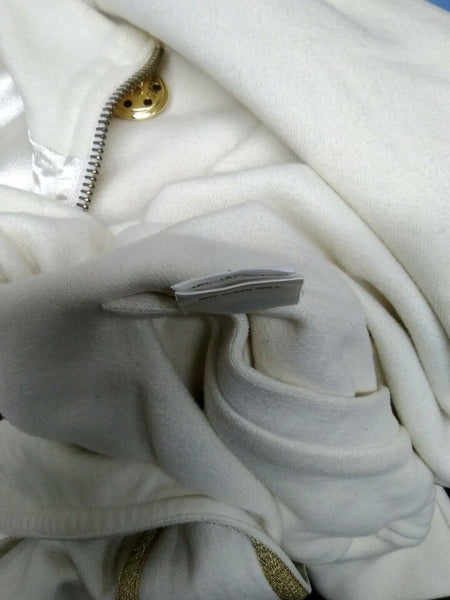 St John Sportswear VTG Sz L Cream Gold Lined Collar Cotton Viscose Rayon Jacket