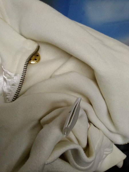 St John Sportswear VTG Sz L Cream Gold Lined Collar Cotton Viscose Rayon Jacket