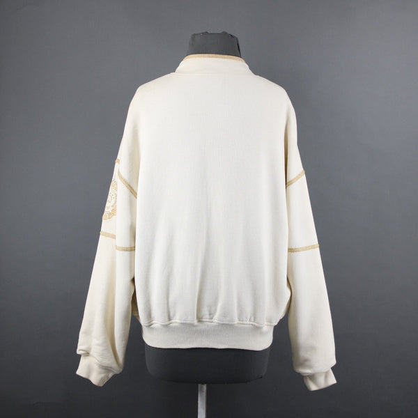 St John Sportswear VTG Sz L Cream Gold Lined Collar Cotton Viscose Rayon Jacket