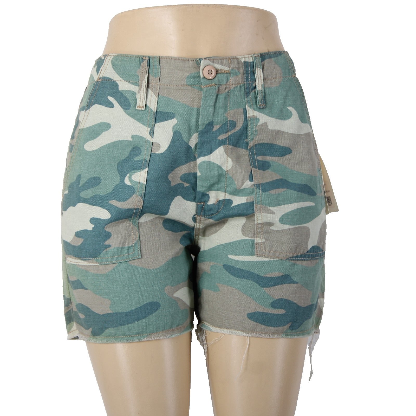 Mother Shorts NEW $168 Sz 27 x 4 Blue Green Camo The Shaker Crop Cotton Shorts