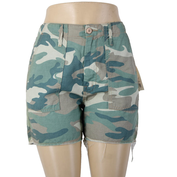 Mother Shorts NEW $168 Sz 27 x 4 Blue Green Camo The Shaker Crop Cotton Shorts