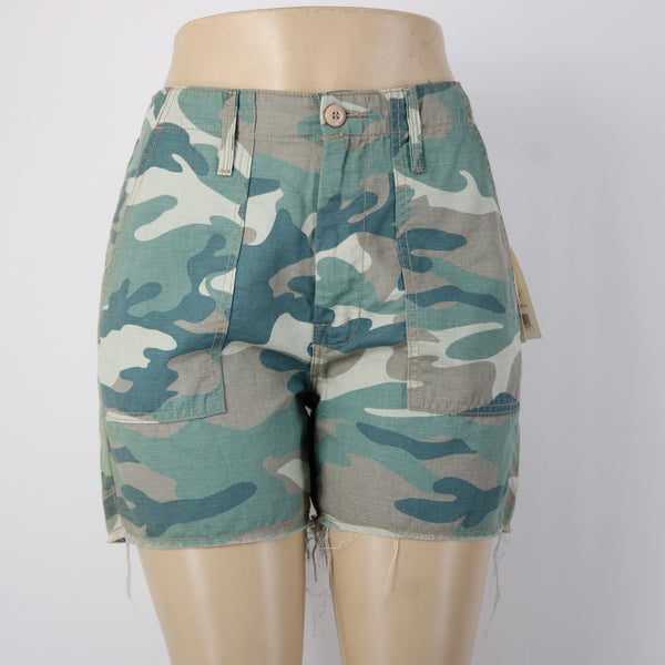 Mother Shorts NEW $168 Sz 27 x 4 Blue Green Camo The Shaker Crop Cotton Shorts