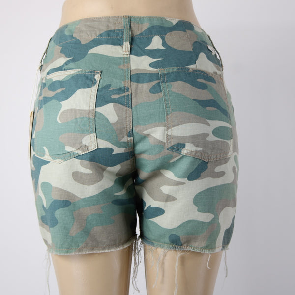 Mother Shorts NEW $168 Sz 27 x 4 Blue Green Camo The Shaker Crop Cotton Shorts