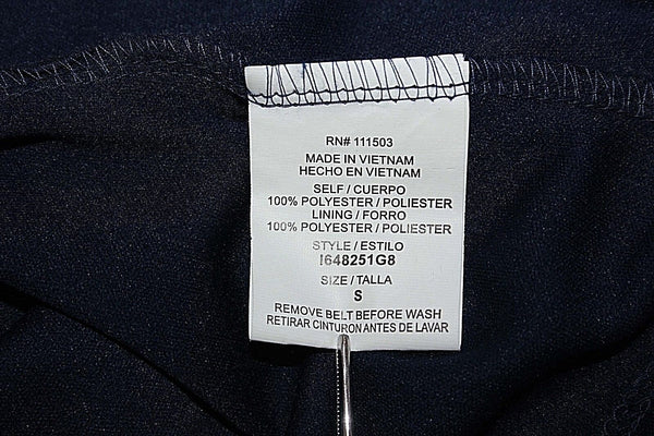 As U Wish Sz S Navy Pink Polka Dot Belted Sheer Lined Pleated Polyester Dress