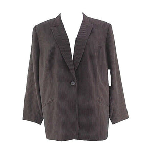 Worthington NEW $200 Sz 26W Black Red Poly Blend Lined Pinstripe Blazer