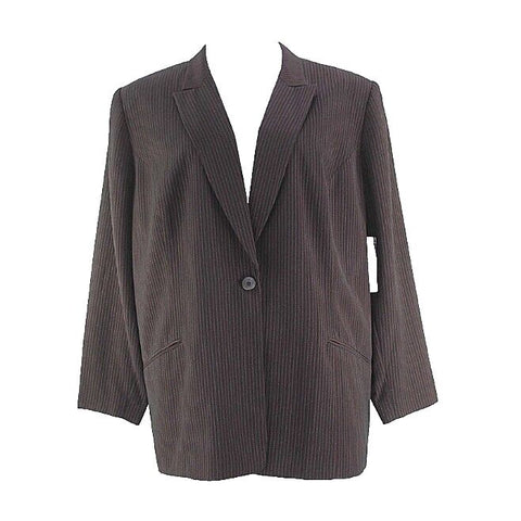 Worthington NEW $200 Sz 26W Black Red Poly Blend Lined Pinstripe Blazer