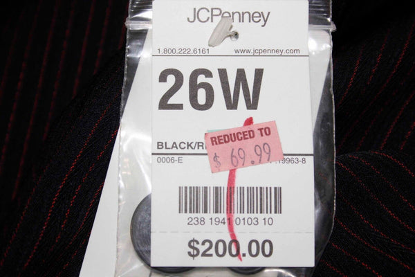 Worthington NEW $200 Sz 26W Black Red Poly Blend Lined Pinstripe Blazer