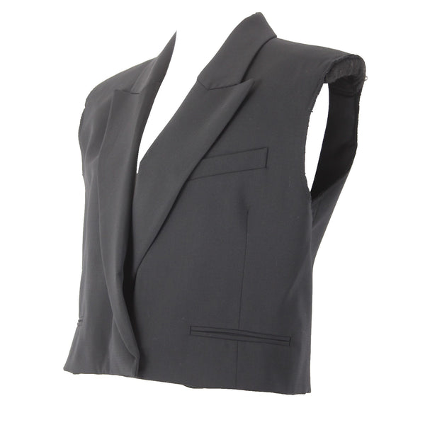 Zara Vest NEW $90 Sz S Black Collared Faux Pockets Crop Viscose Elastane Vest