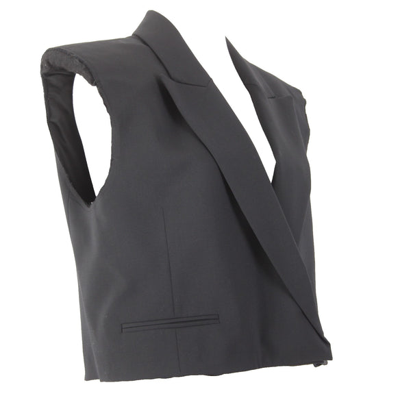 Zara Vest NEW $90 Sz S Black Collared Faux Pockets Crop Viscose Elastane Vest