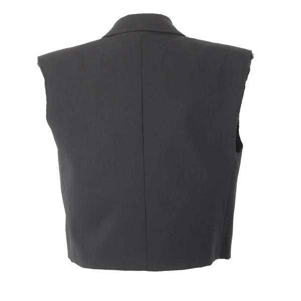 Zara Vest NEW $90 Sz S Black Collared Faux Pockets Crop Viscose Elastane Vest