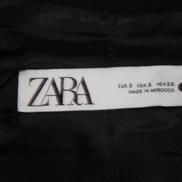 Zara Vest NEW $90 Sz S Black Collared Faux Pockets Crop Viscose Elastane Vest