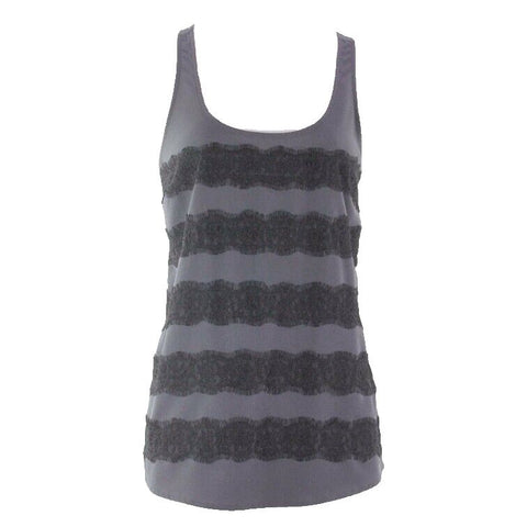 Old Navy Sz S Charcoal Black Nylon Lace Tank Racer Back Polyester Top