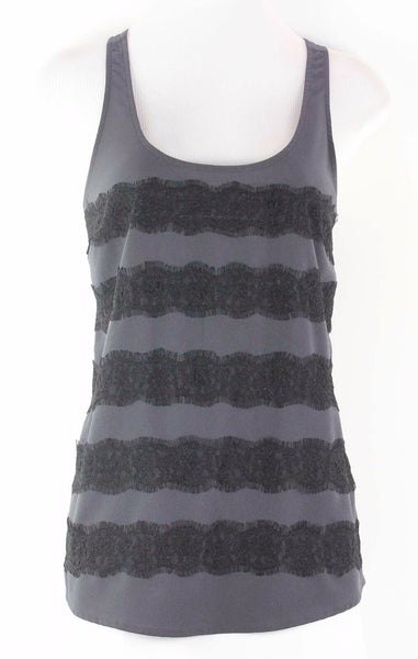 Old Navy Sz S Charcoal Black Nylon Lace Tank Racer Back Polyester Top