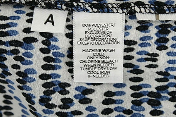 LOFT Sz XS White Blue Black Ruffle Ribbon Neck 100% Polyester Top