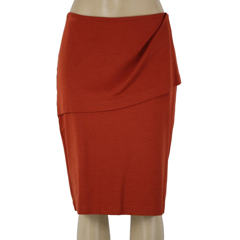 Cabi Sz 10 Rust Orange Overlay Unlined Hook Eye Rayon Spandex Skirt