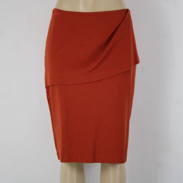 Cabi Sz 10 Rust Orange Overlay Unlined Hook Eye Rayon Spandex Skirt