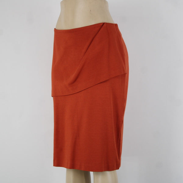 Cabi Sz 10 Rust Orange Overlay Unlined Hook Eye Rayon Spandex Skirt