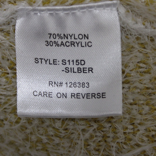 Ethyl Sz M Cream Mustard Yellow Eyelash Fur Boho Asym Neck Nylon Blend Sweater