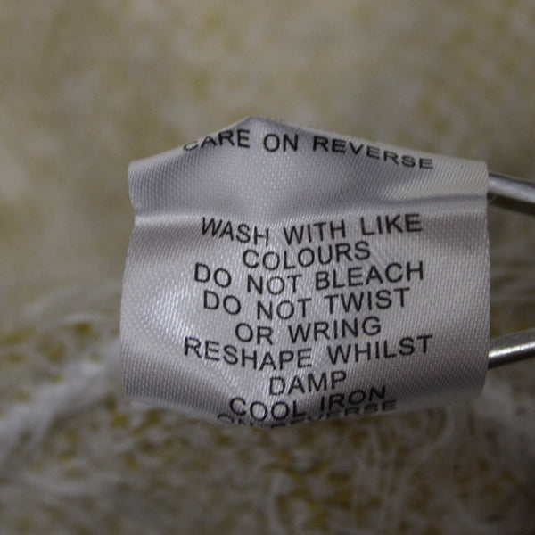 Ethyl Sz M Cream Mustard Yellow Eyelash Fur Boho Asym Neck Nylon Blend Sweater