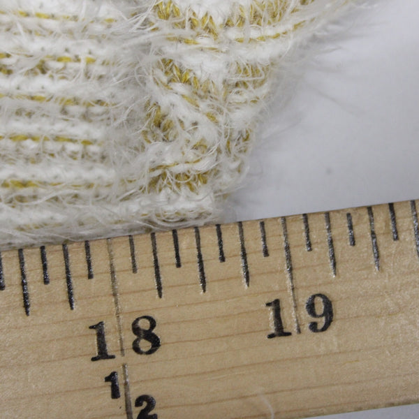 Ethyl Sz M Cream Mustard Yellow Eyelash Fur Boho Asym Neck Nylon Blend Sweater