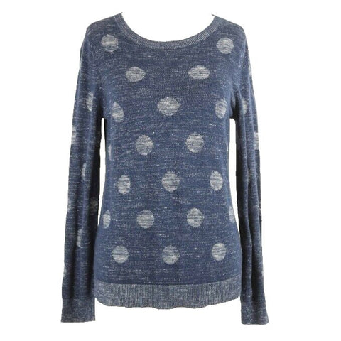 Liz Claiborne Sz S Navy Blue With White Pullover Polka Dot Cotton Blend Sweater