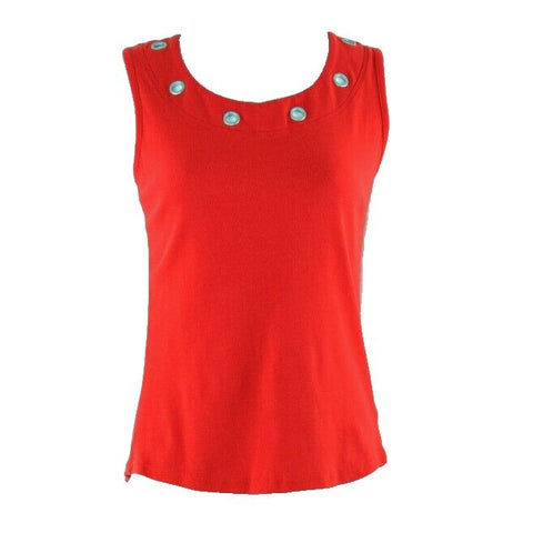 Tribal Sz P/S Red With Silver Grommet Detail 100% Cotton Tank Top