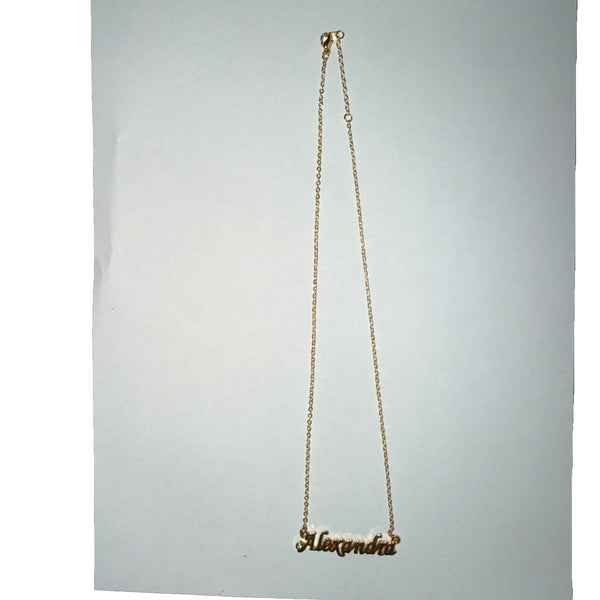 ALEXANDRA Name Goldtone Rhinestone 14.5" w 4.5" Multi Ring Extender Necklace