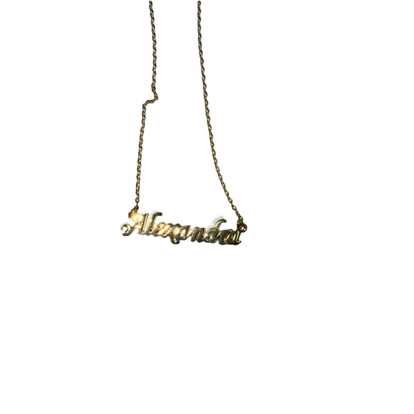 ALEXANDRA Name Goldtone Rhinestone 14.5" w 4.5" Multi Ring Extender Necklace