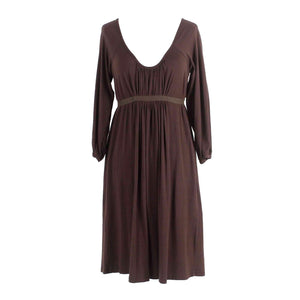 Splendid Sz L Brown Mid Sleeve Ruffle Tie Front Supima Modal Spandex Dress