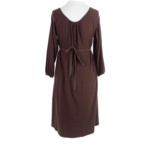 Splendid Sz L Brown Mid Sleeve Ruffle Tie Front Supima Modal Spandex Dress