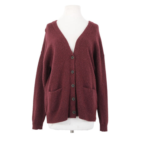 Treasure Bond Cardigan Sz XS Burgundy Purple Buttons Pockets Acrylic Cardigan