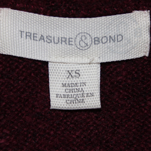 Treasure Bond Cardigan Sz XS Burgundy Purple Buttons Pockets Acrylic Cardigan