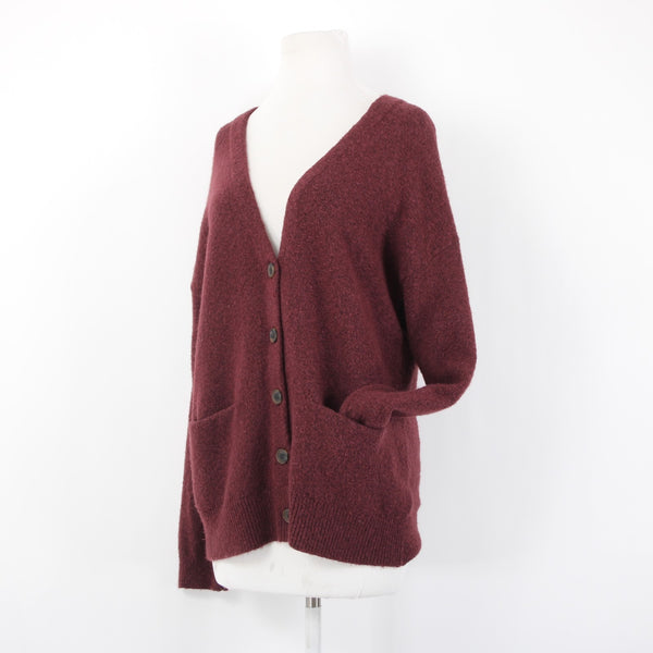 Treasure Bond Cardigan Sz XS Burgundy Purple Buttons Pockets Acrylic Cardigan