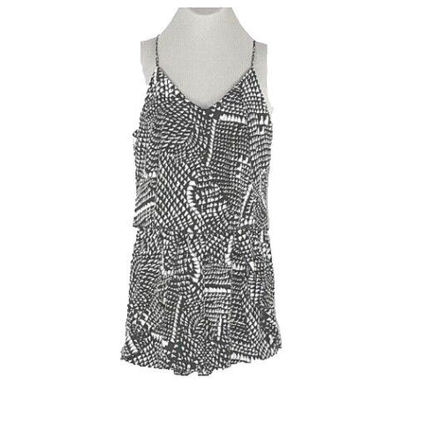 Tyche Sz S x 3" Cream Black Bohemian Pocketed 100% Polyester Romper