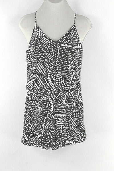 Tyche Sz S x 3" Cream Black Bohemian Pocketed 100% Polyester Romper
