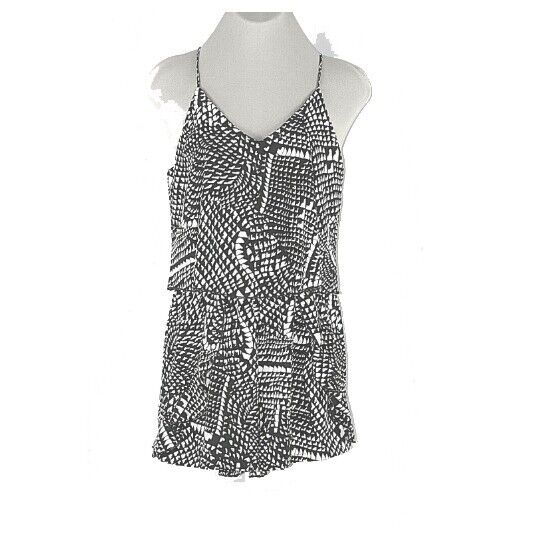 Tyche Sz S x 3" Cream Black Bohemian Pocketed 100% Polyester Romper