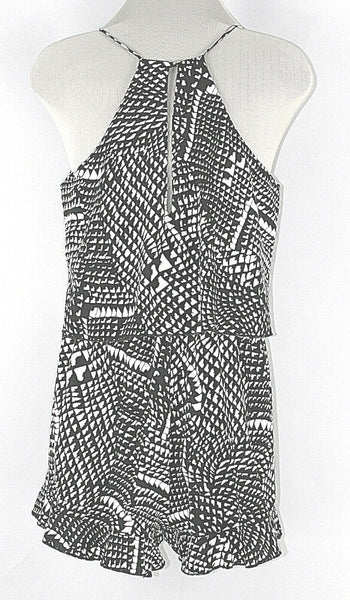 Tyche Sz S x 3" Cream Black Bohemian Pocketed 100% Polyester Romper