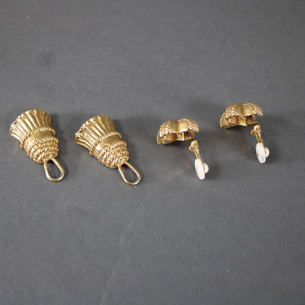 Ivana Goldtone Detachable Fringe Dangle 1.75" Huggie Clip On Earrings