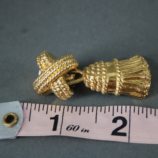 Ivana Goldtone Detachable Fringe Dangle 1.75" Huggie Clip On Earrings