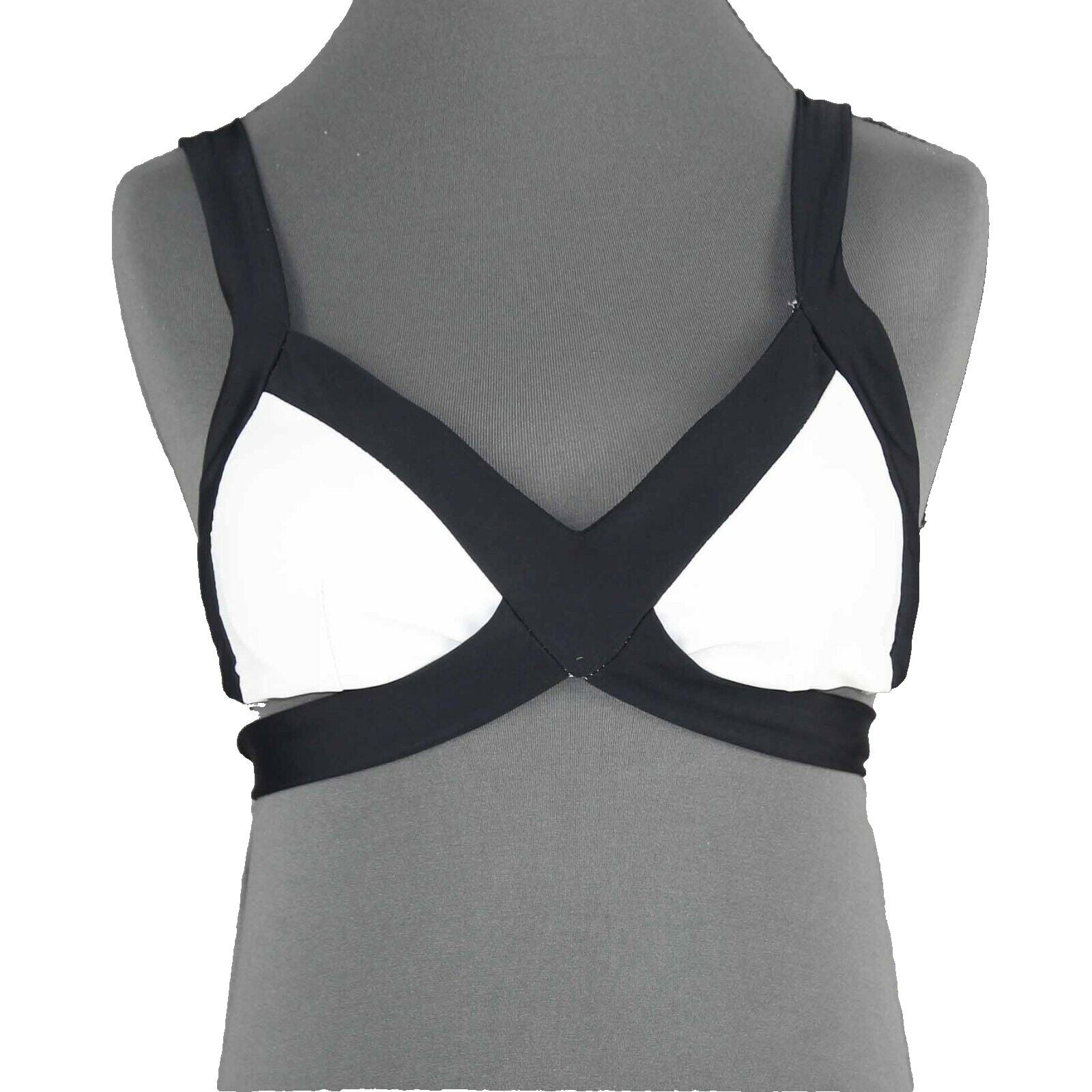 Iglam Sz M Black White Padded Polyamide Spandex Bikini Swim Top 336I