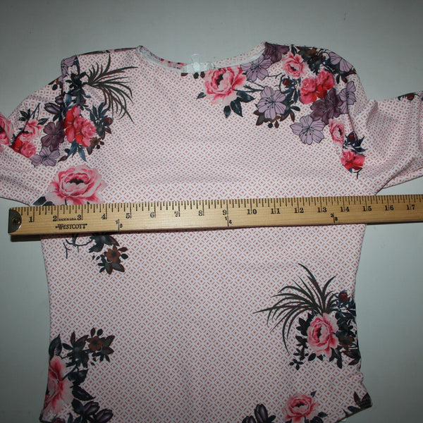 Brazilian NEW Sz M Pink Multi Color Floral Nylon Spandex Sun Shield Swim Suit